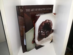 3 Cookbooks by Maria Emmerich: Nutritious and Delicious: Who Knew Healthy Could Taste so Good? / The Art of Healthy Eating: Grain Free Low Carb Reinvented, Sweets / The Art of Healthy Eating: Grain Free Low Carb Reinvented, Savory (See Details)