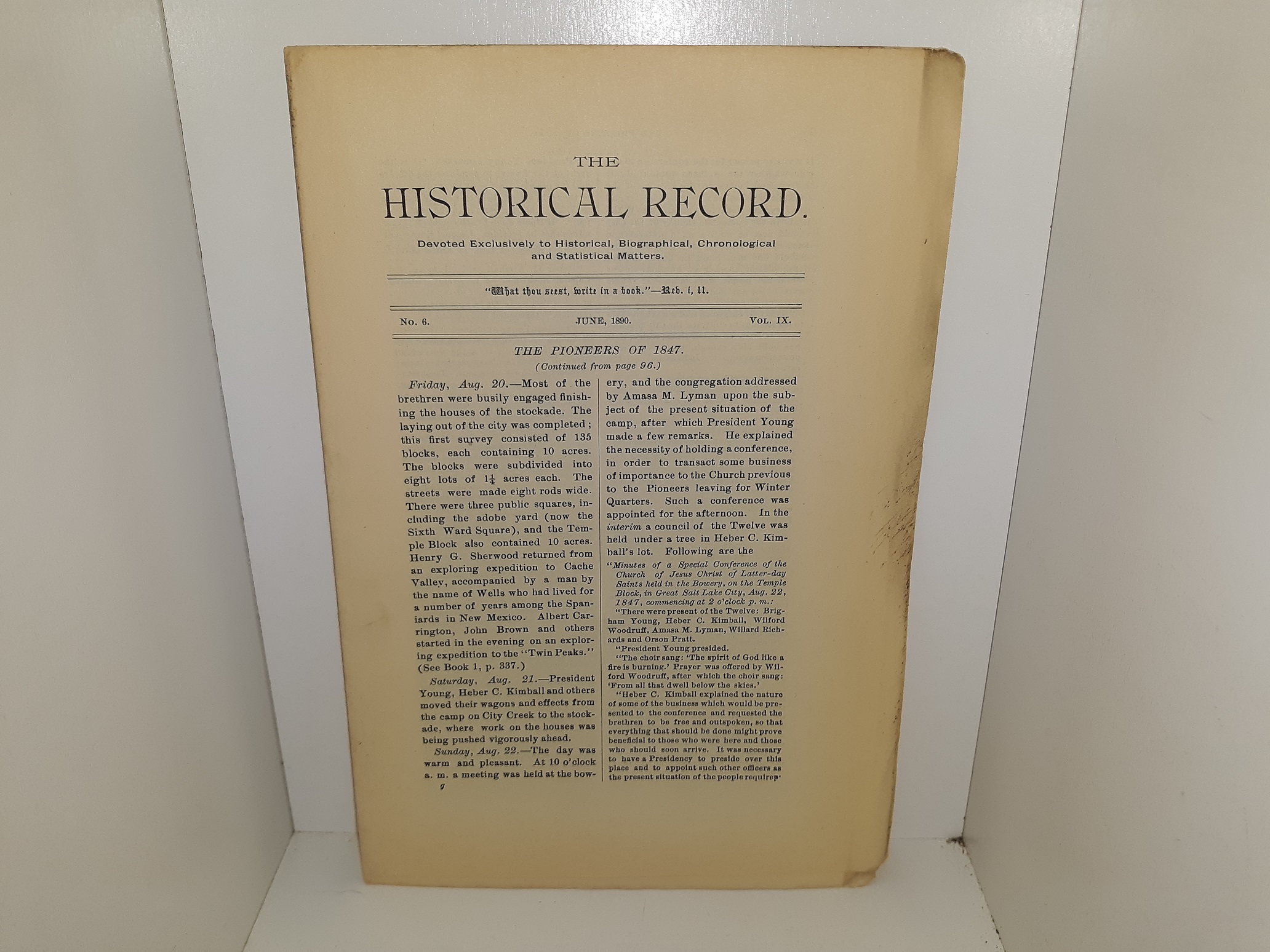 The Historical Record: Vol. 9, No. 6, June, 1890 (Uncut) (1890)