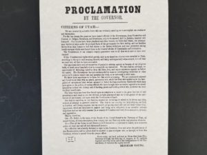 Reprint of the 1857 “Proclamation by the Governor” — Brigham Young — [About the invading Johnston’s Army]