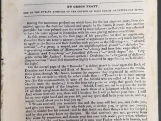 Reply To A Pamphlet Printed at Glasgow, . . . "Remarks on Mormonism" --- Orson Pratt --- Rare Pamphlet
