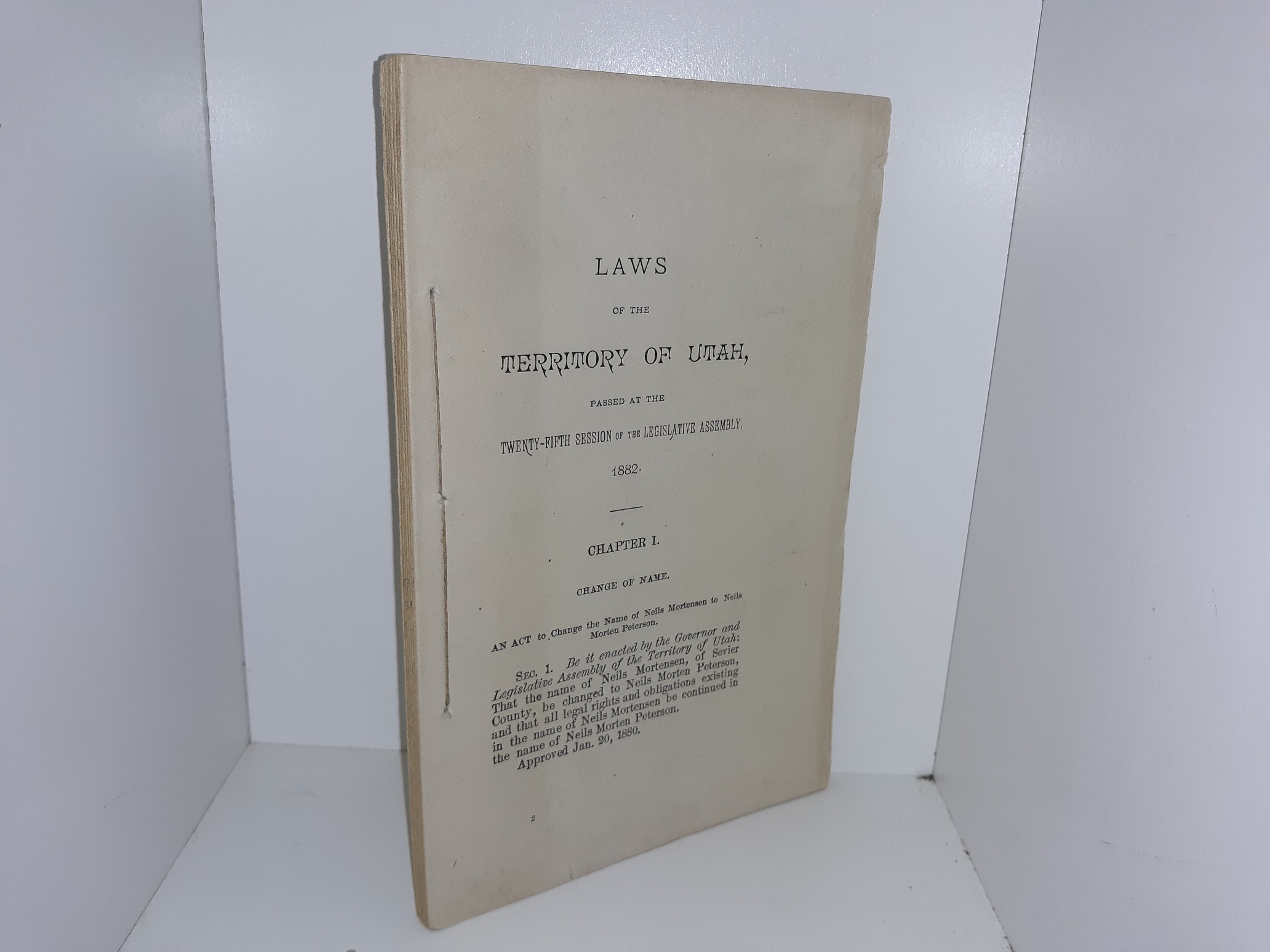 Laws of the Territory of Utah, Passed at the Twenty-Fifth Session of the Legislative Assembly, 1882 (1882)