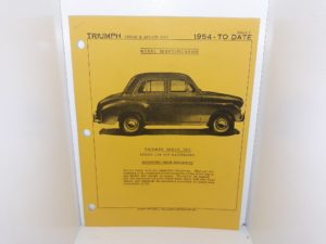 Triumph Sedan & Estate Car, 1954 – To Date: Model Identification: Triumph Sedan TR10 Part Price Guide