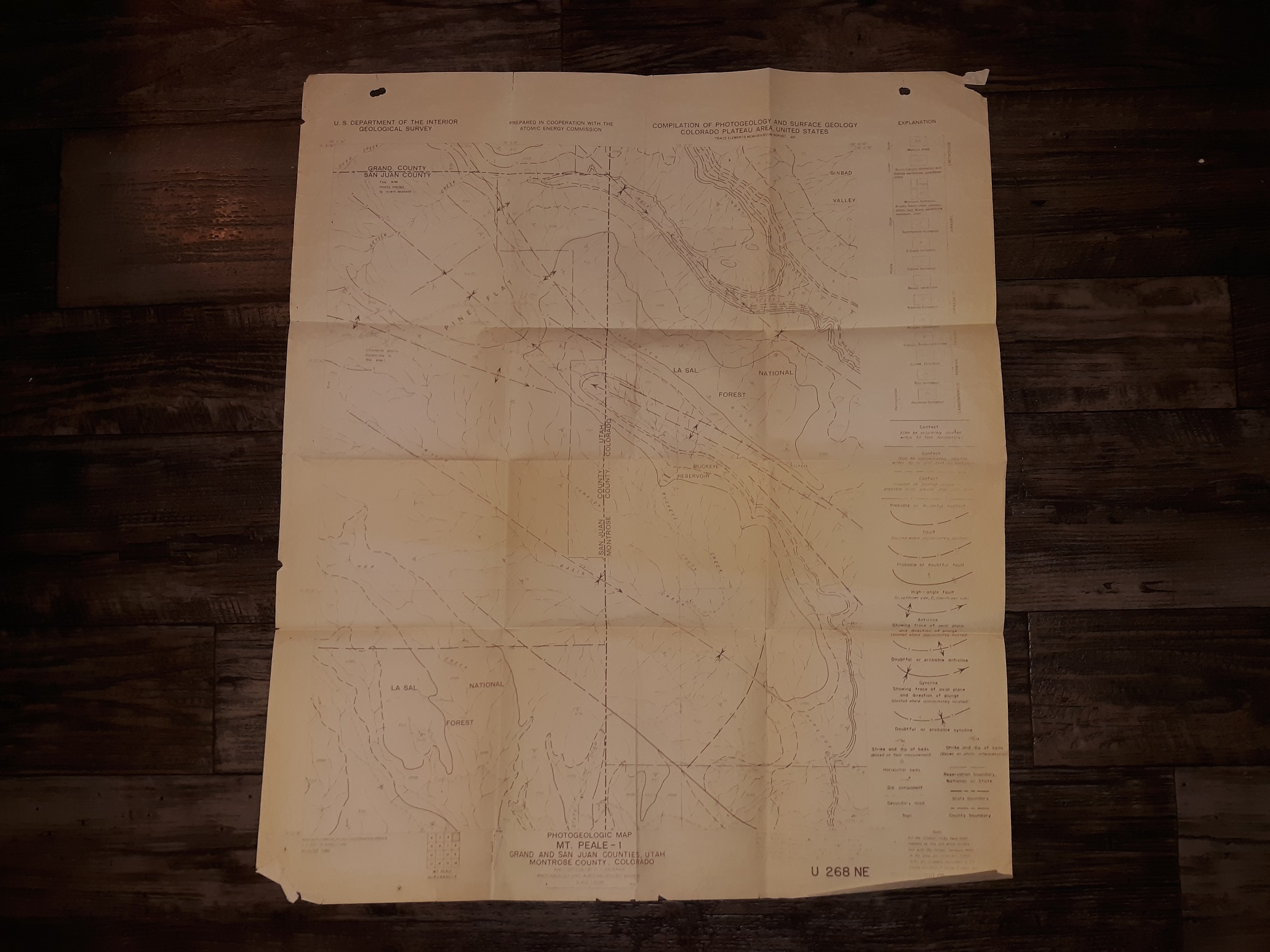 Photogeologic Map Mt. Peale – 1: Grand and San Juan Counties, Utah / Montrose County, Colorado (Fold-Up Map) (1952) ~ by R. J. Hackman