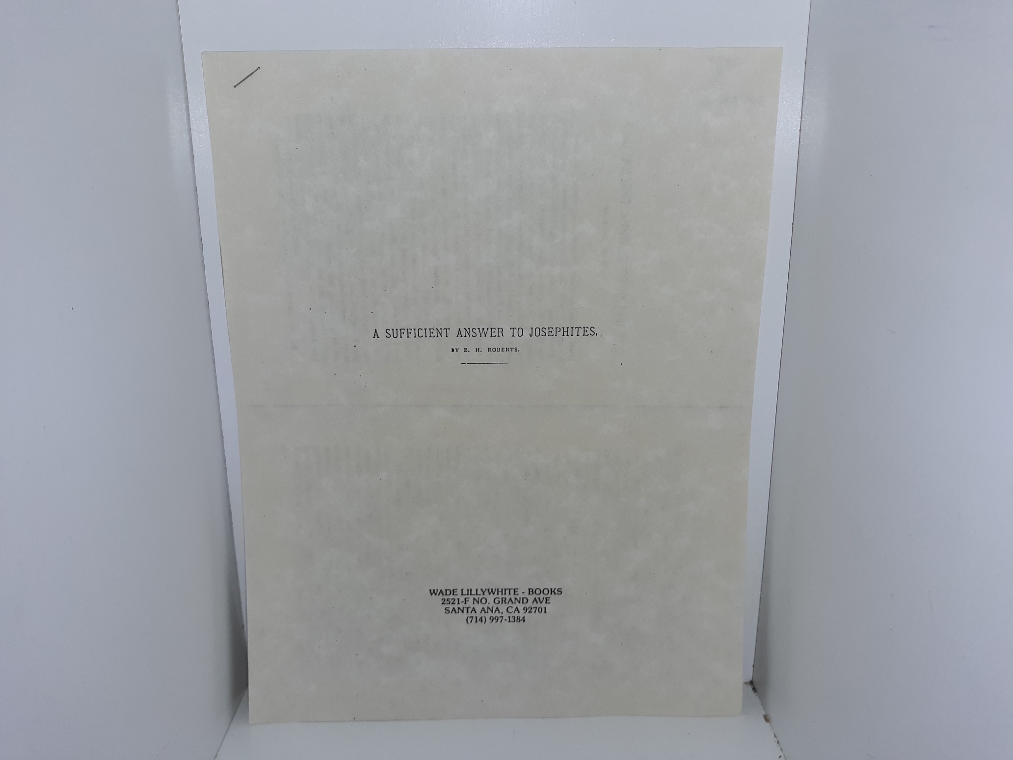 A Sufficient Answer to Josephites (Reprint)