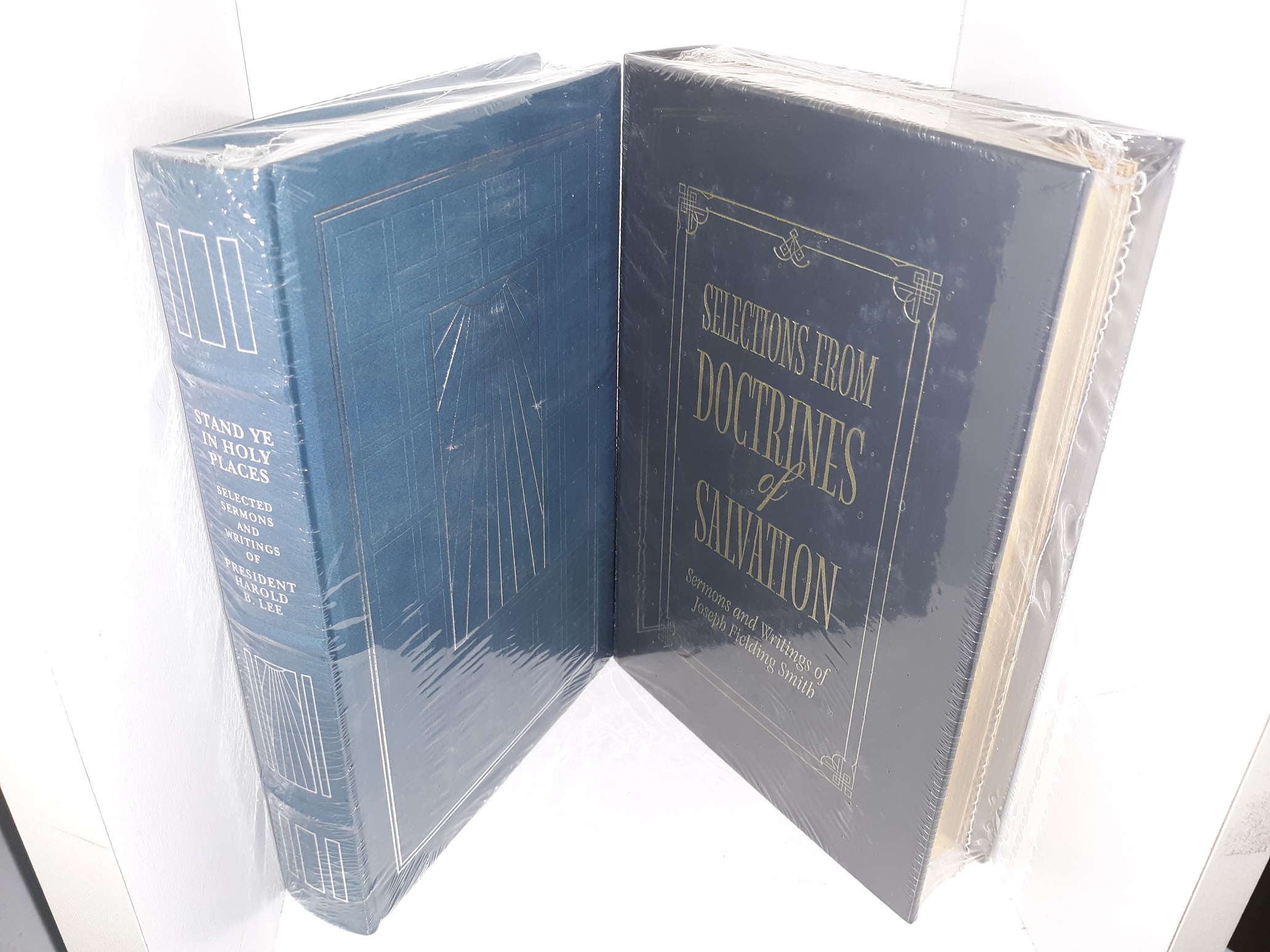 2 LDS Books in Leather (New): Stand Ye in Holy Places: Selected Sermons and Writings of President Harold B. Lee / Selections form Doctrines of Salvation: Sermons and Writings of Joseph Fielding Smith