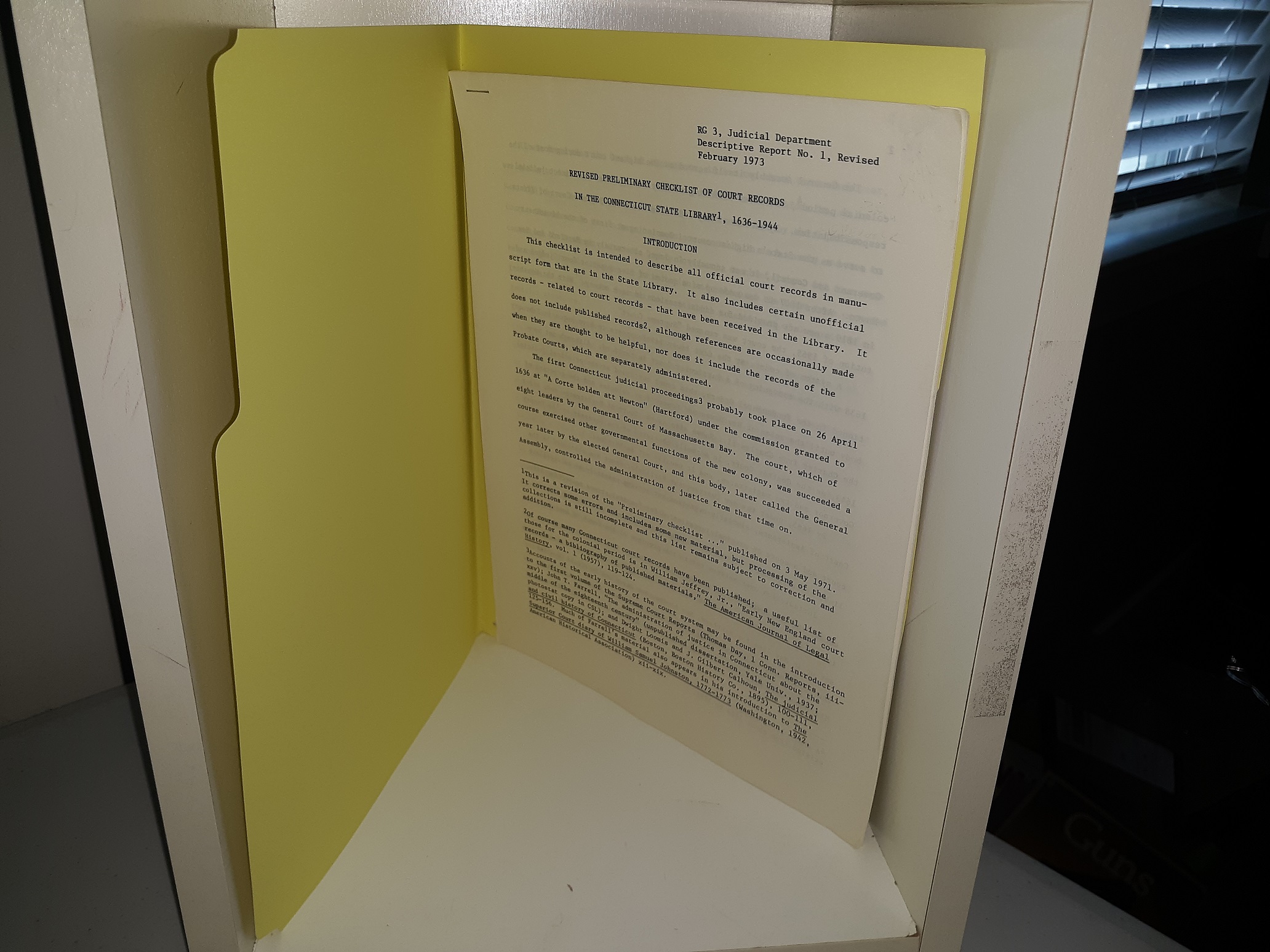 Revised Preliminary Checklist of Court Records in the Connecticut State Library, 1636-1944 (1973)