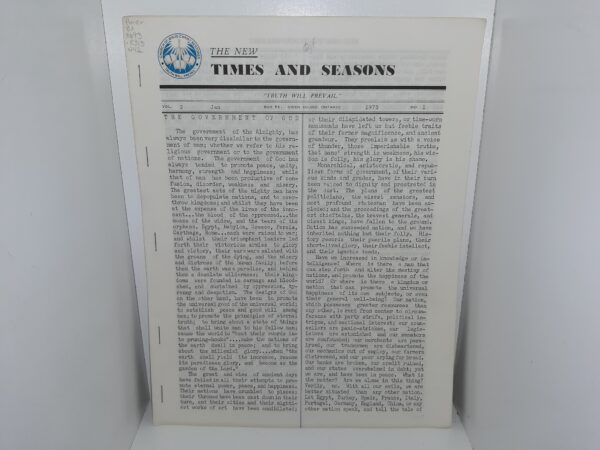 The New Times and Seasons: Vol. 2, No. 1, January, 1975 (1975)