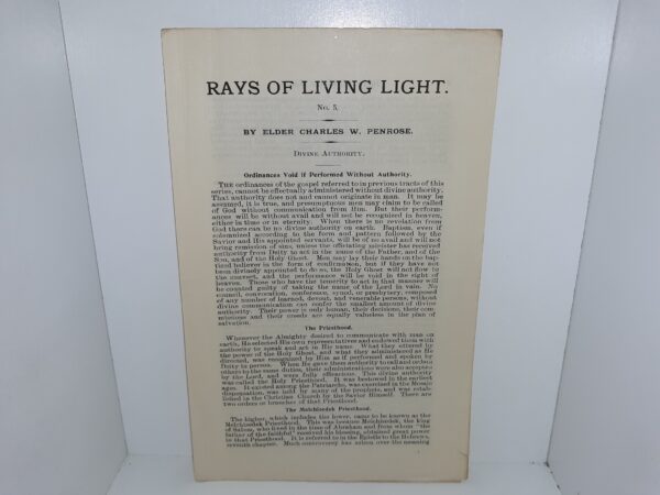 Rays of Living Light: No. 5 (Pamphlet) ~ by Elder Charles W. Penrose