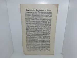 Baptism for Remission of Sins (Single Sheet Pamphlet)