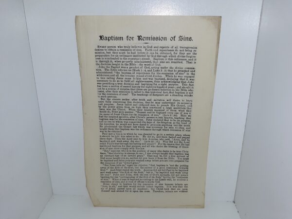 Baptism for Remission of Sins (Single Sheet Pamphlet)