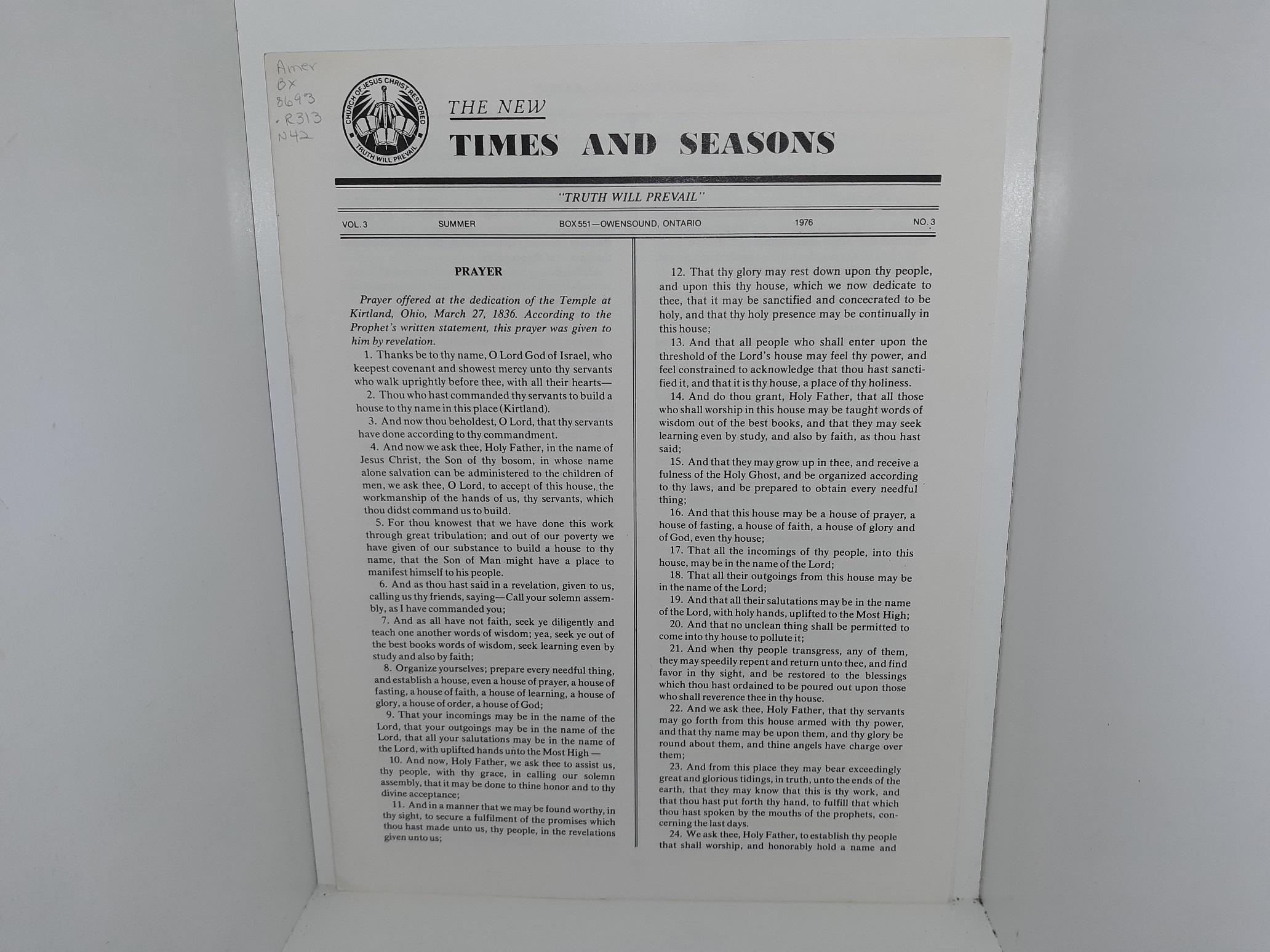 The New Times and Seasons: Vol. 3, No. 3, Summer, 1976 (1976)