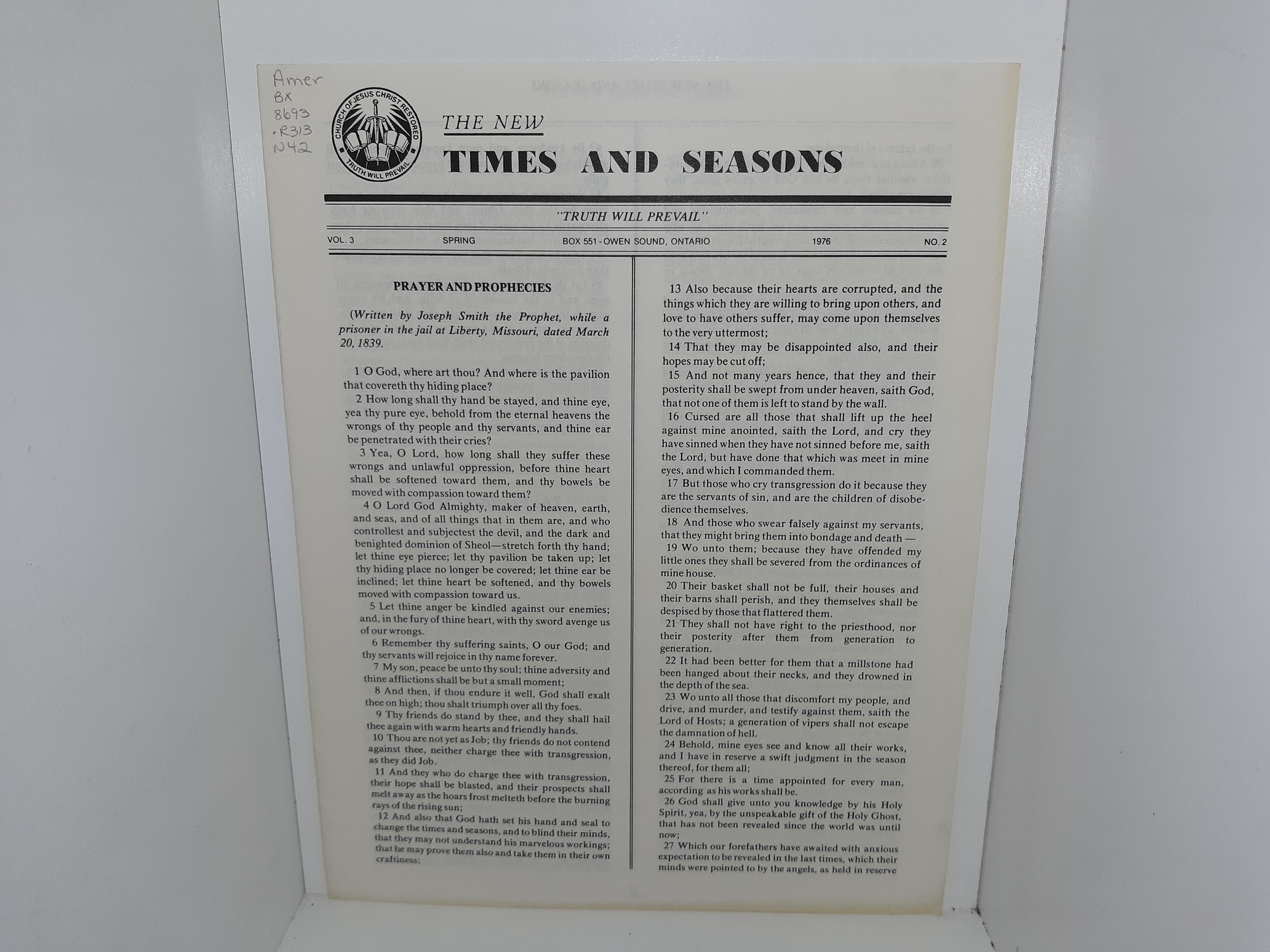 The New Times and Seasons: Vol. 3, No. 2, Spring, 1976 (1976)