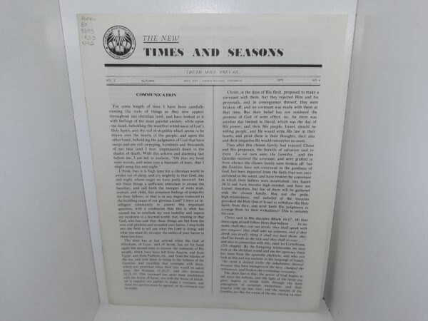 The New Times and Seasons: Vol. 2, No. 4, Autumn, 1975 (1975)