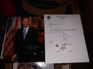 A Signed Letter and Photograph from Governor Rick Scott (2013)
