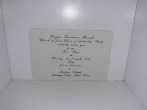 Invitation to the Open House of a Lindang-Dong, Seoul, Korea LDS Chapel (1983)