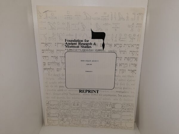 Hugh Nibley Archive: Com-BR: Comments (Reprint)