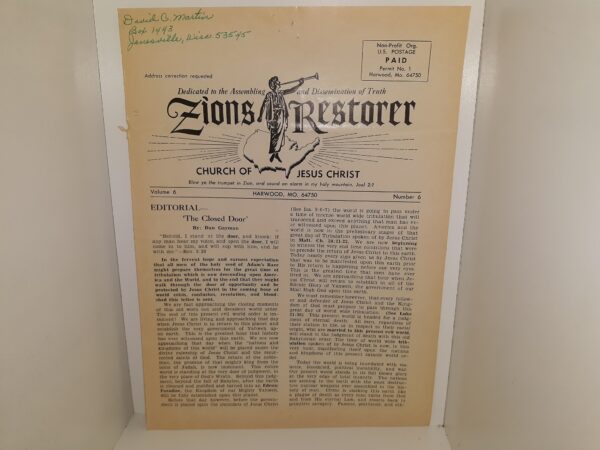 Zions Restorer: Vol. 6, No. 6