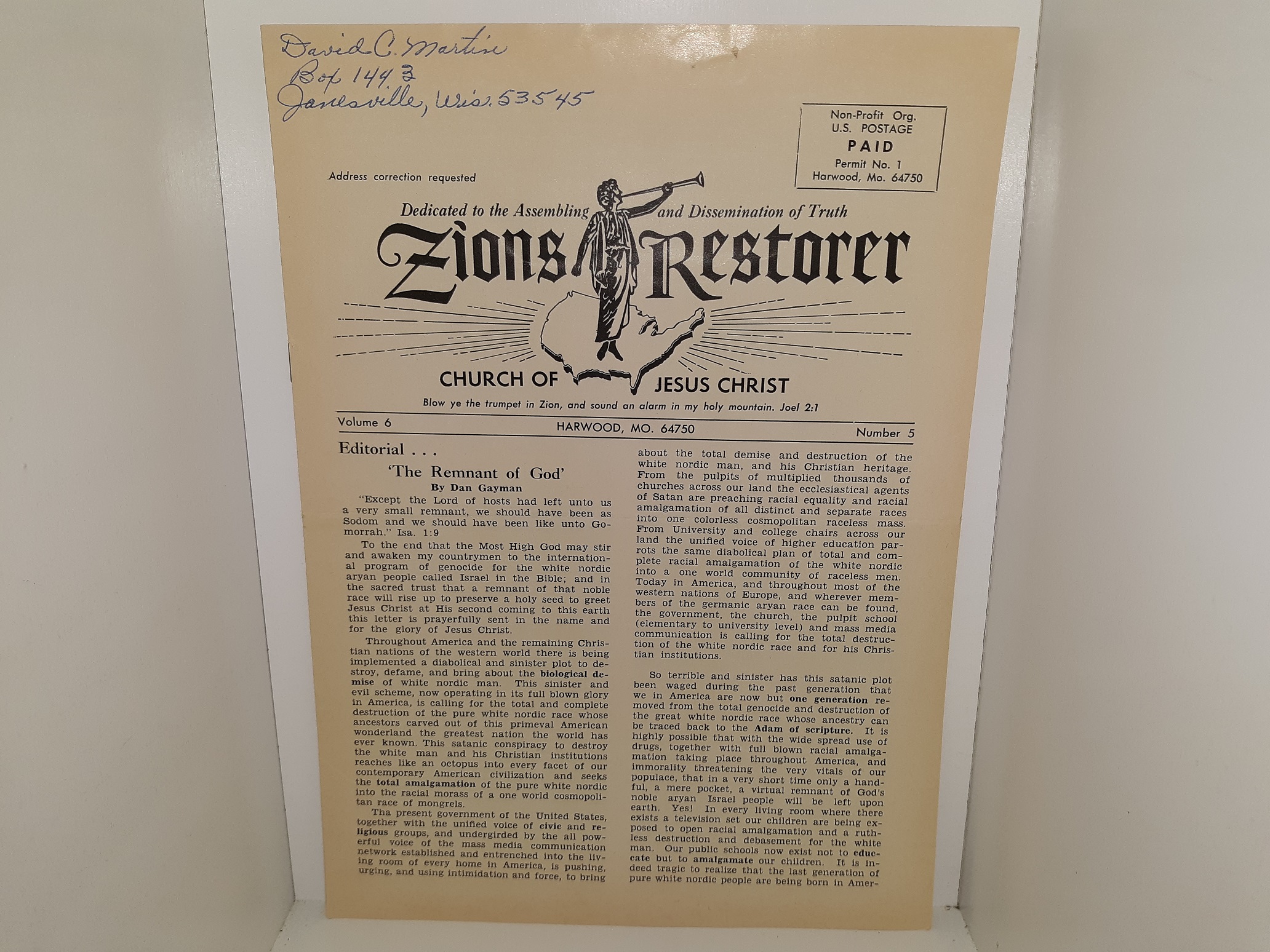 Zions Restorer: Vol. 6, No. 5