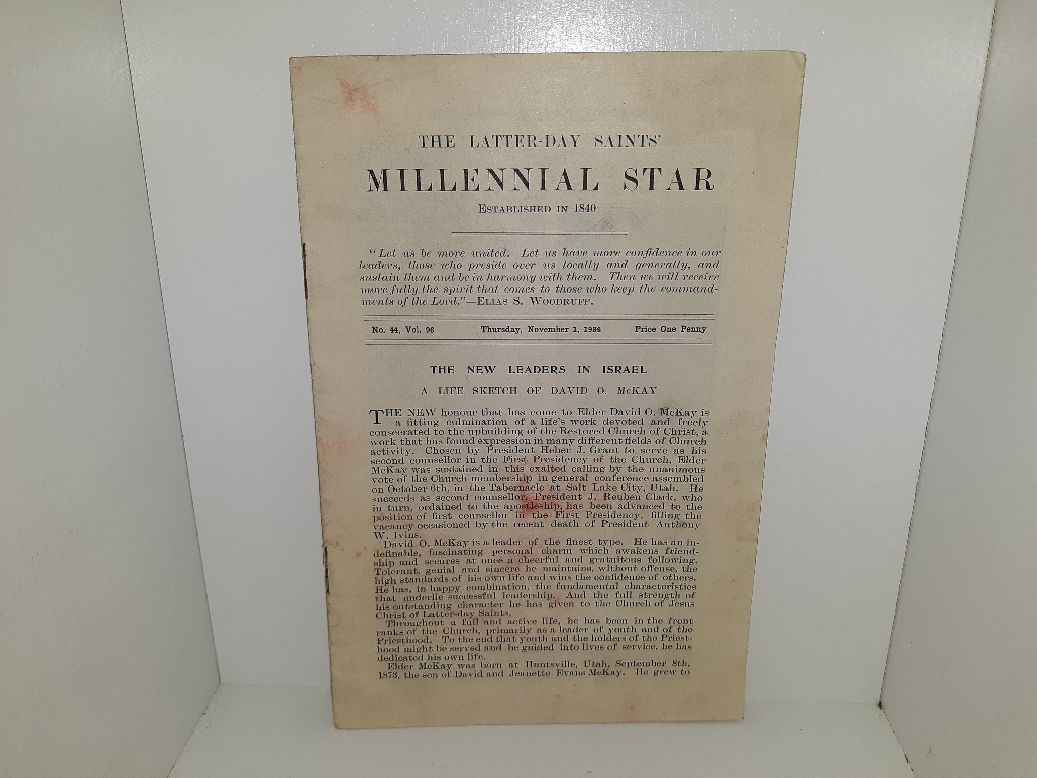 The Latter-day Saints Millenial Star: Vol. 96, No. 44, Thursday, November 1, 1934 (1934)