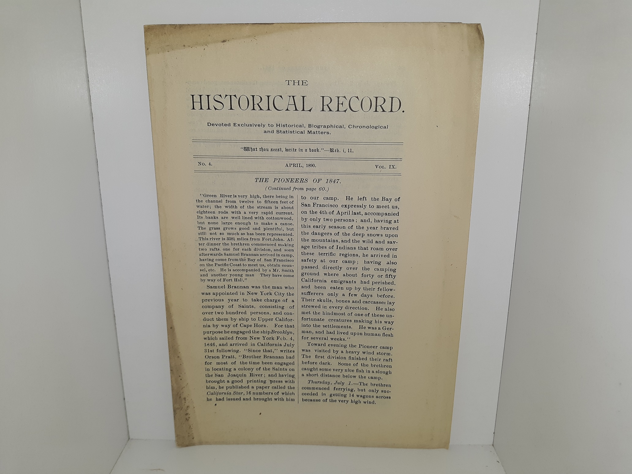 The Historical Record: Vol. 9, No. 4, April, 1890 (Uncut) (1890)
