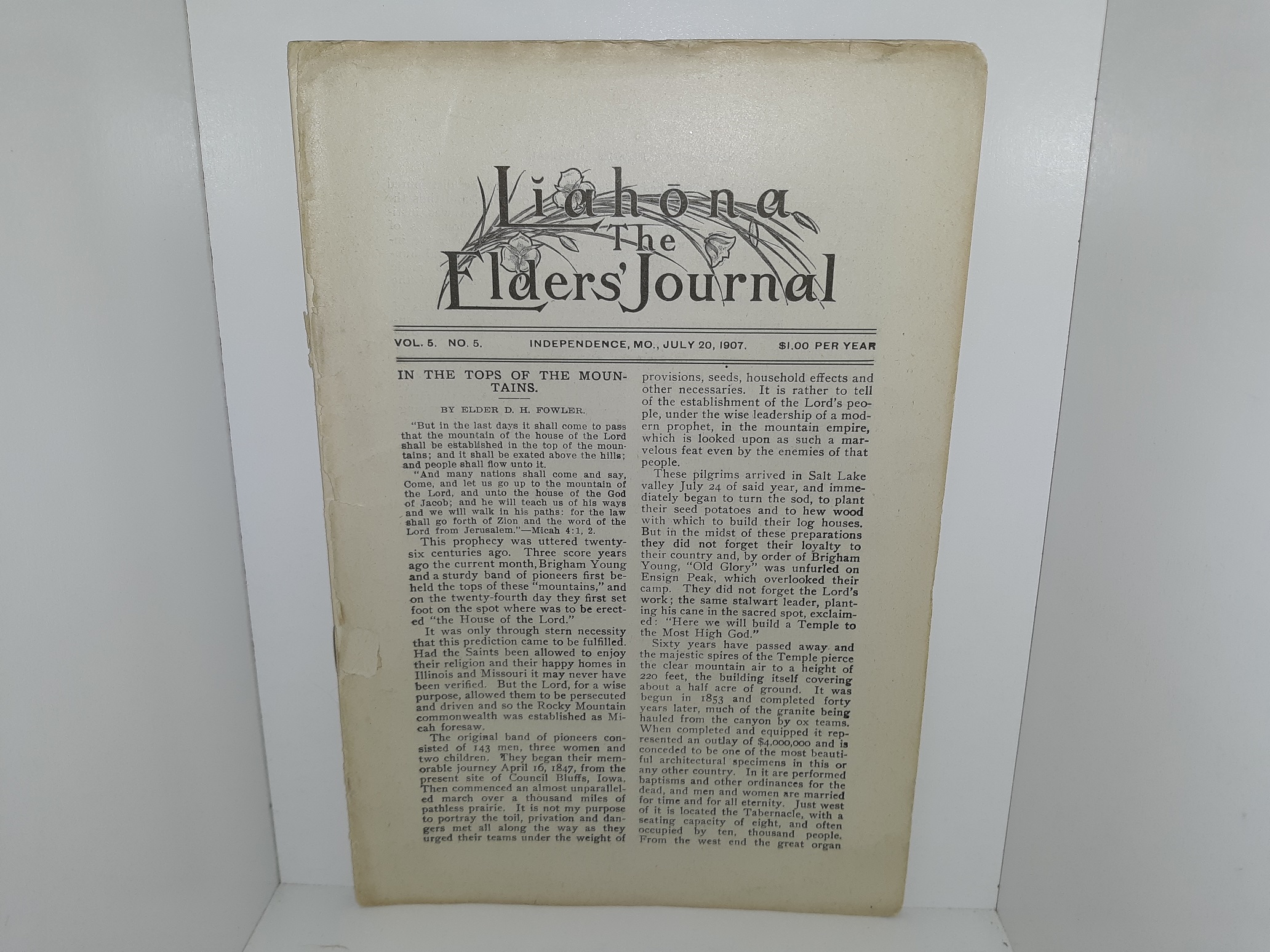 Liahona: The Elders’ Journal: Vol. 5, No. 5, Independence, Mo., July 20, 1907 (1907)