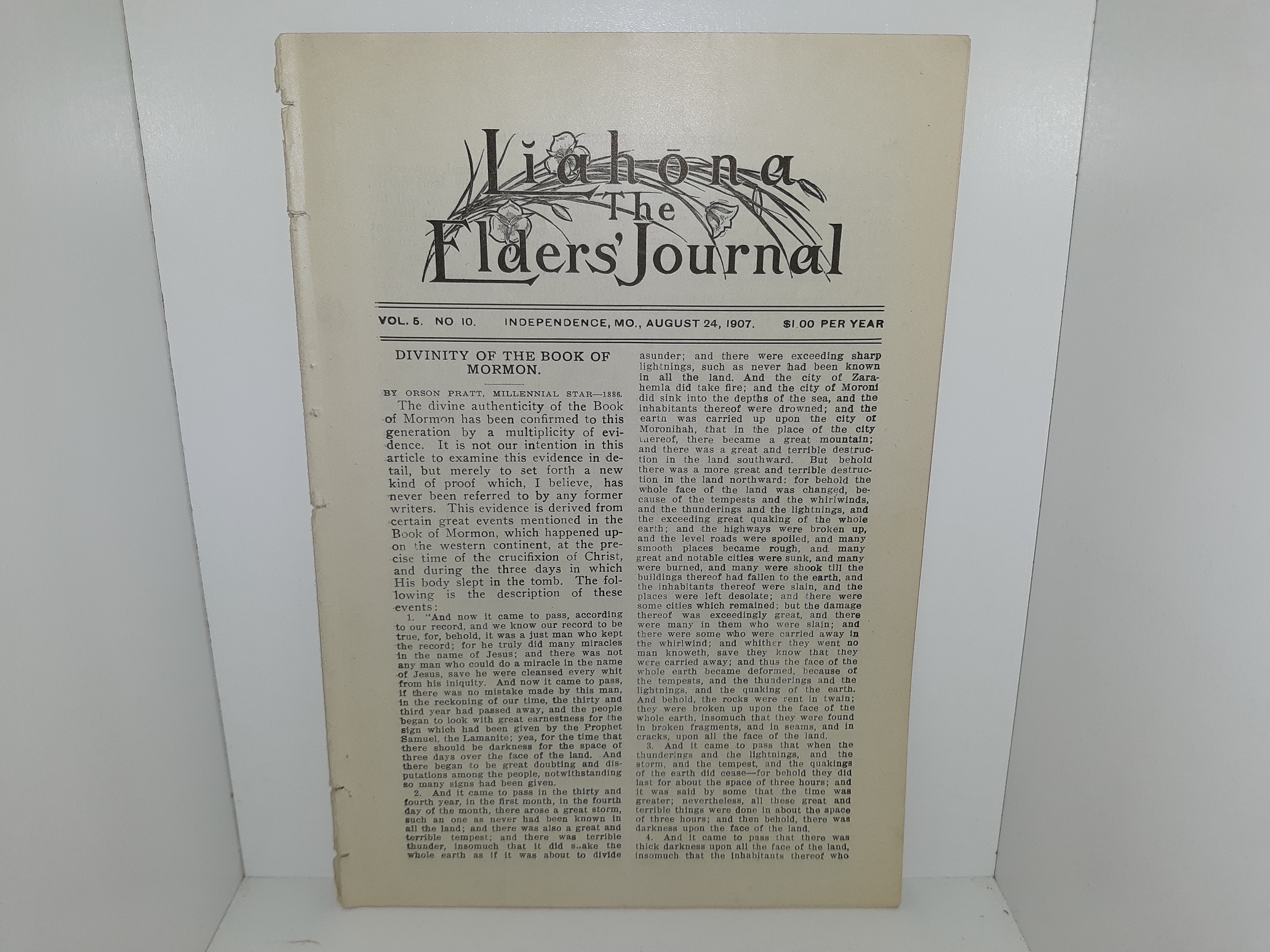 Liahona: The Elders’ Journal: Vol. 5, No. 10, Independence, Mo., August 24, 1907 (1907)