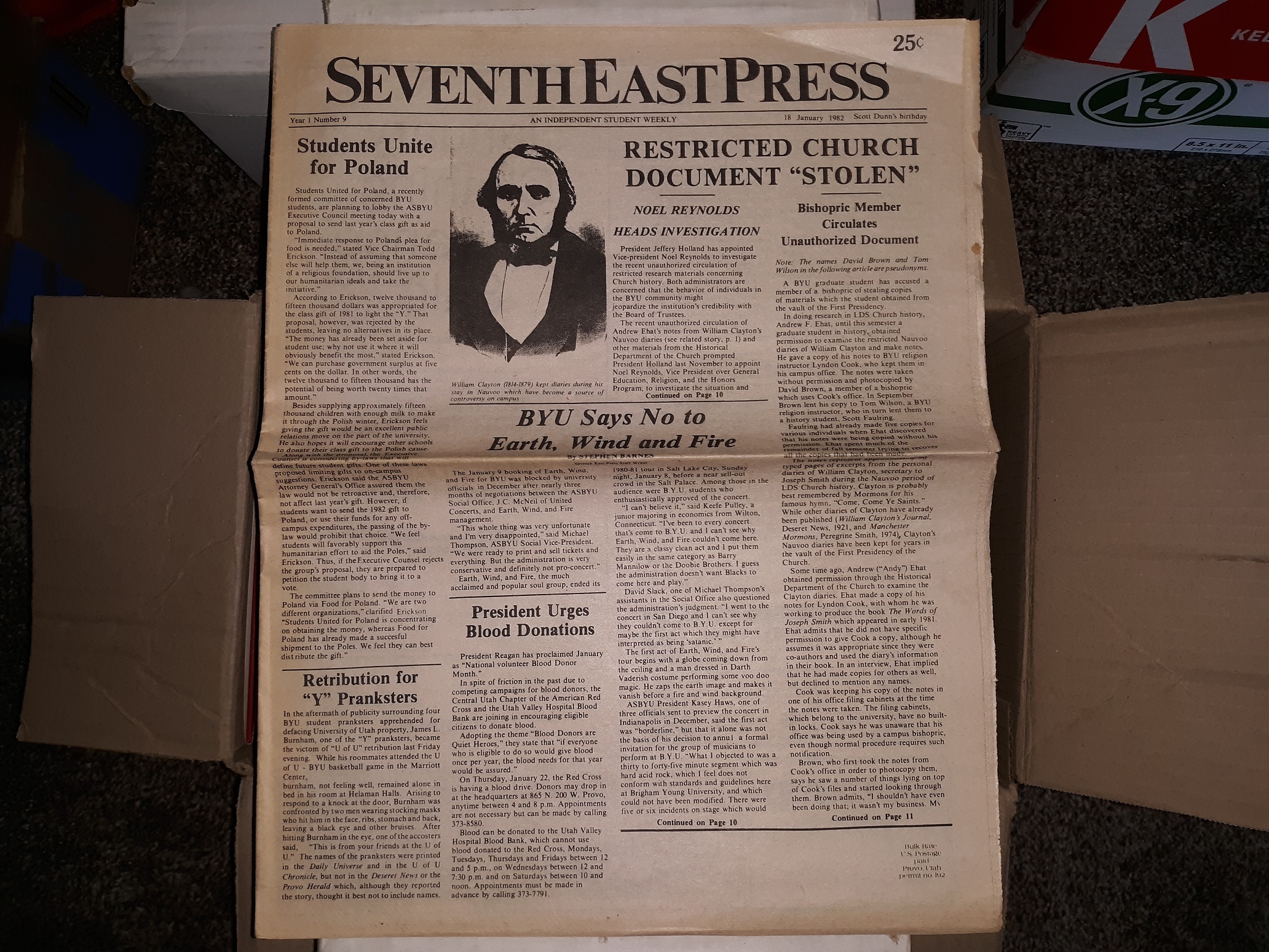 Seventh East Press: Year 1, No. 9, 18 January, 1982 (Newspaper) (1982)