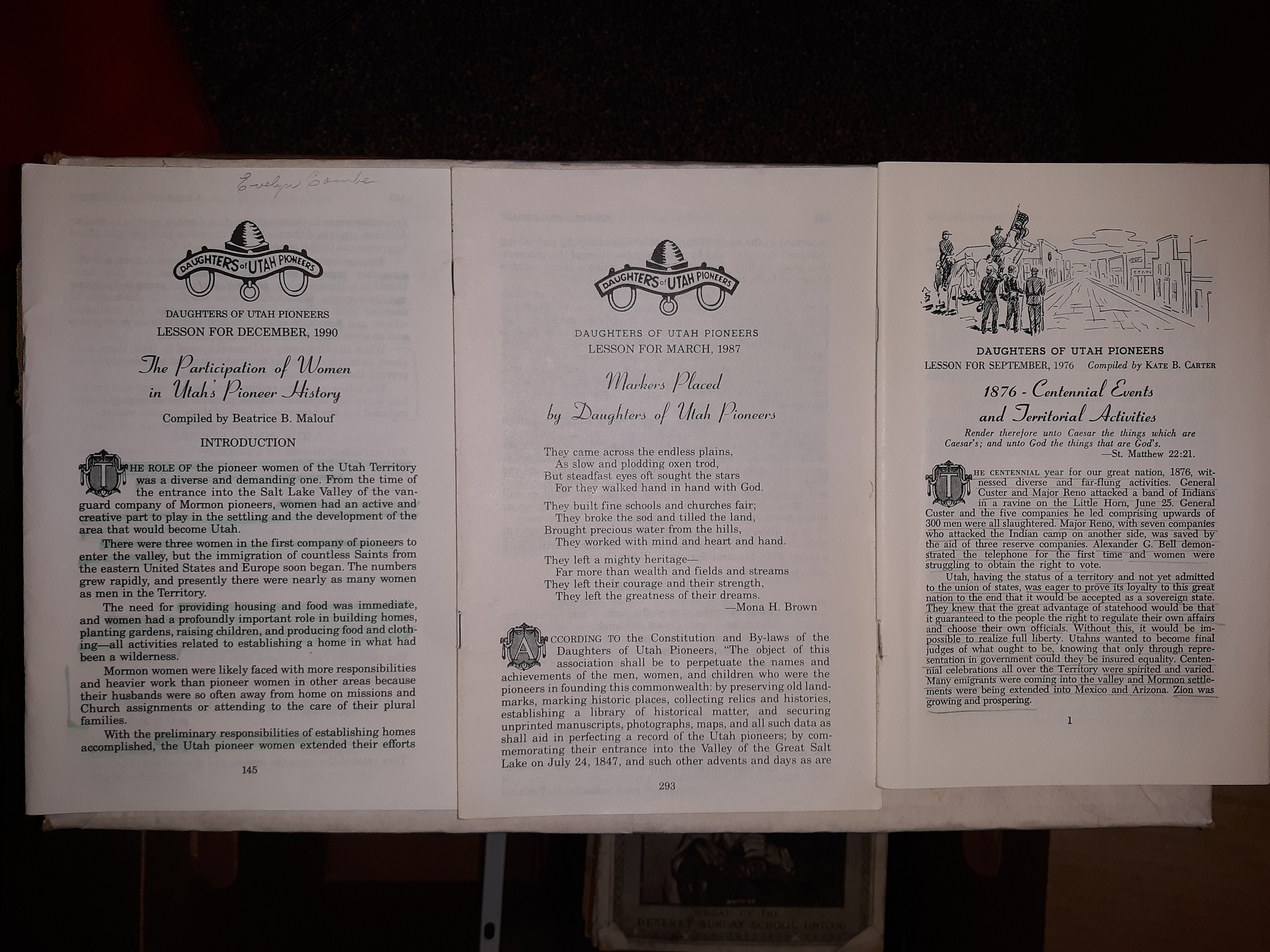 3 Issues of Articles by Daughters of Utah Pioneers (See Details)