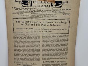 Liahona Vol. 19 No. 20 March 28, 1922- The World’s Need of a Proper Knowledge of God and His Plan of Salvation