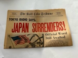 1945-The Salt Lake Tribune: Tokyo Radio Says: Japan Surenders! Vol. 151 No. 122