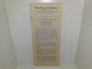 Why Have a Religion? (Pamphlet) (1929) ~ by Elder Adam S. Bennion