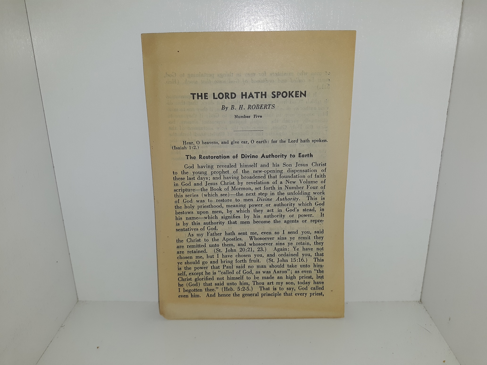 The Lord Hath Spoken: No. 5 ~ by B. H. Roberts