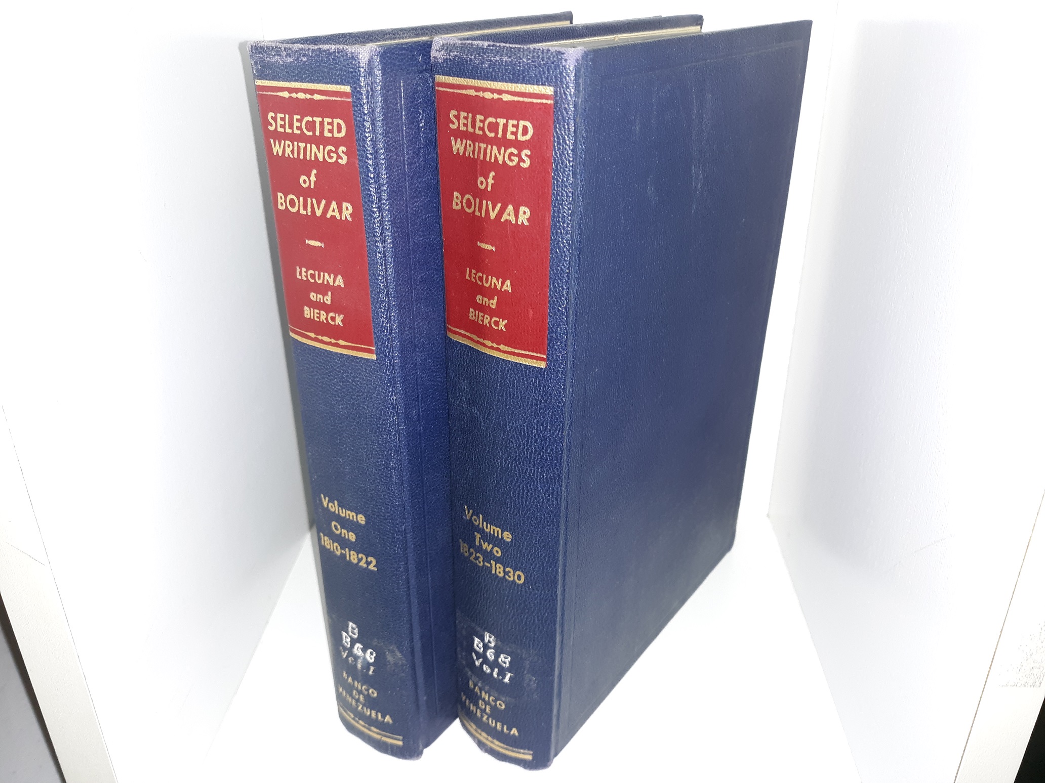 Selected Writings of Bolivar 2 Vol. Set (Ex-Library) (1951) ~ Compiled by Vicente Lecuna, and Edited by Harold A. Bierck, Jr.