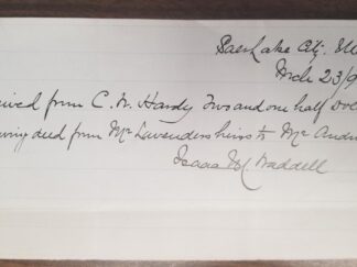 Receipt Signed by Isaac M. Waddell in 1891, in Salt Lake City, Utah