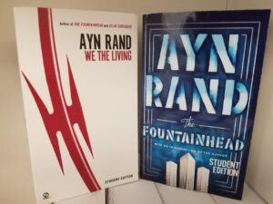 2 Book Lot by Ayn Rand — We The Living / The Fountainhead — Student Editions — Paperback