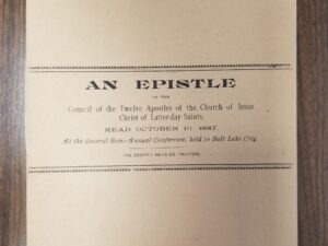 1887 — An Epistle of the Council of the Twelve Apostles of the Church of Jesus Christ of Latter-day Saints — Read October 10, 1887, At the General Semi-Annual Conference held in Salt Lake City — Wilford Woodruff