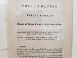 1845 — Proclamation of the Twelve Apostles of the Church of Jesus Christ of Latter-day Saints — Wilford Woodruff