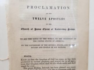 1845 -- Proclamation of the Twelve Apostles of the Church of Jesus Christ of Latter-day Saints -- Wilford Woodruff