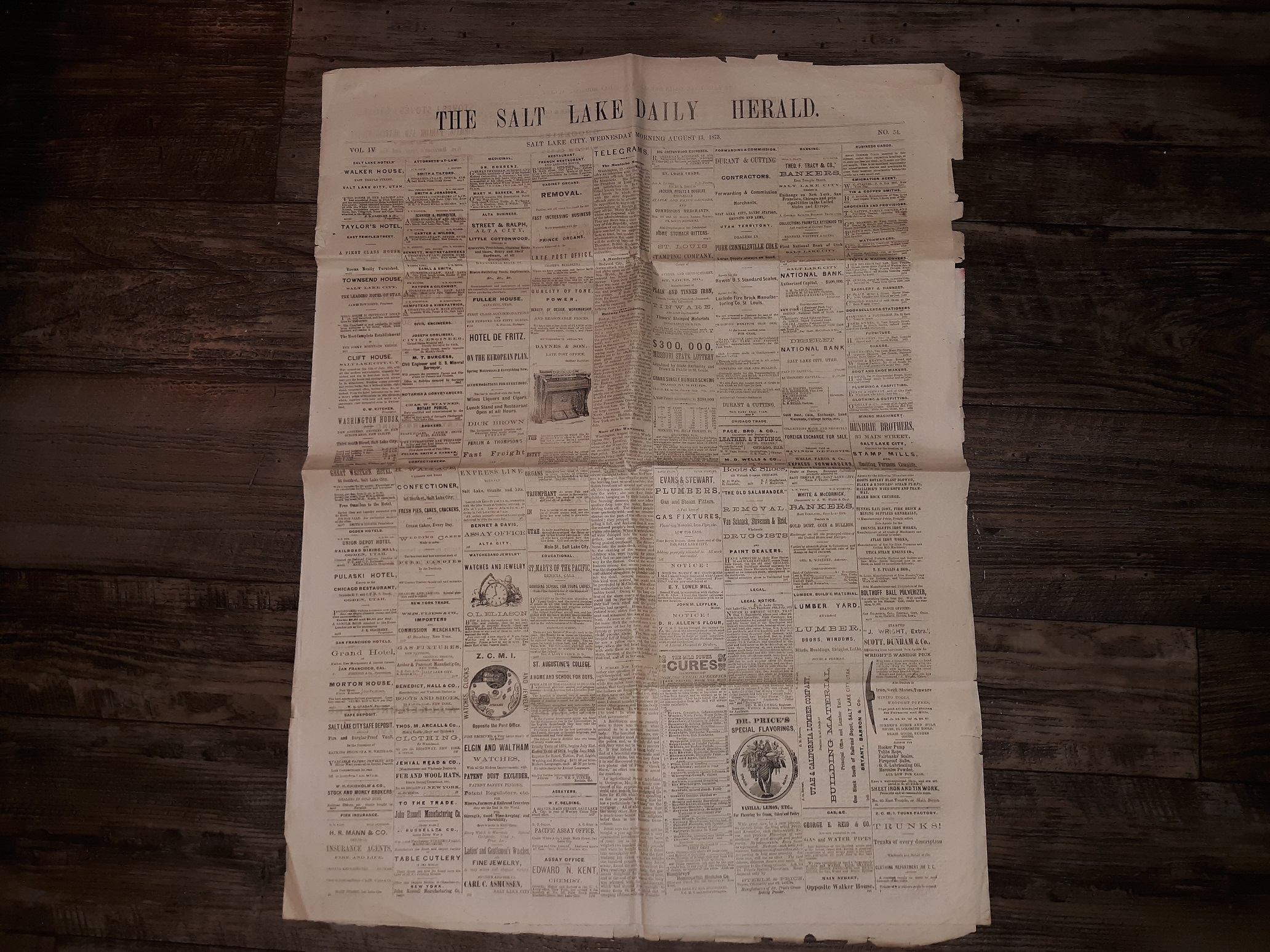 Daily Herald: Vol. 4, No. 54, Salt Lake City, Wednesday Morning August 13, 1873 (Newspaper) (1873)