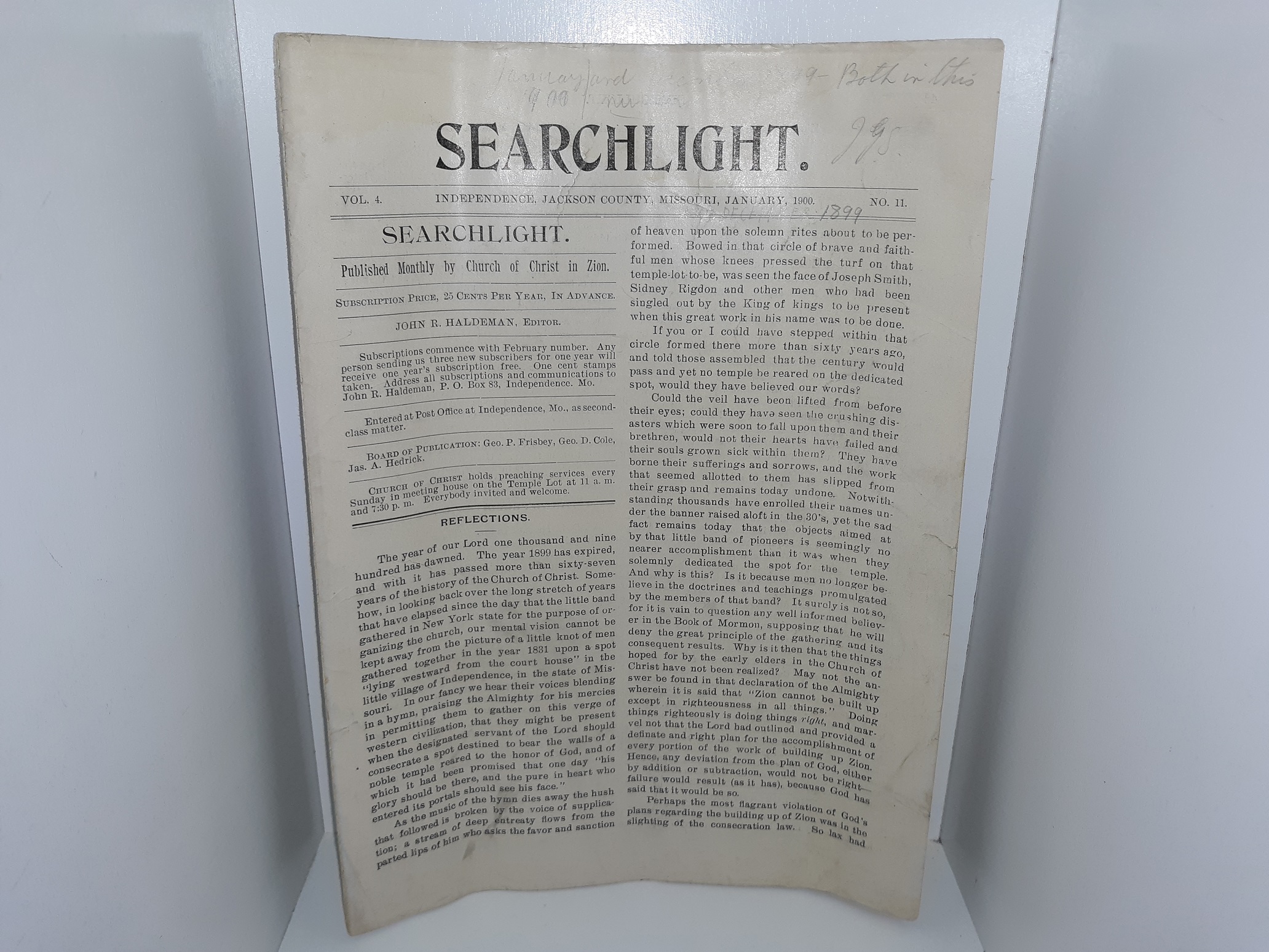 Searchlight: Vol. 4, No. 11, Independence, Jackson County, Missouri, January, 1900 (Uncut) (1900)