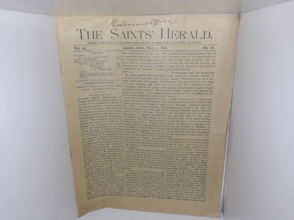 The Saints' Herald: Vol. 45, No. 18, Lamoni, Iowa, May 4, 1898 (1898)