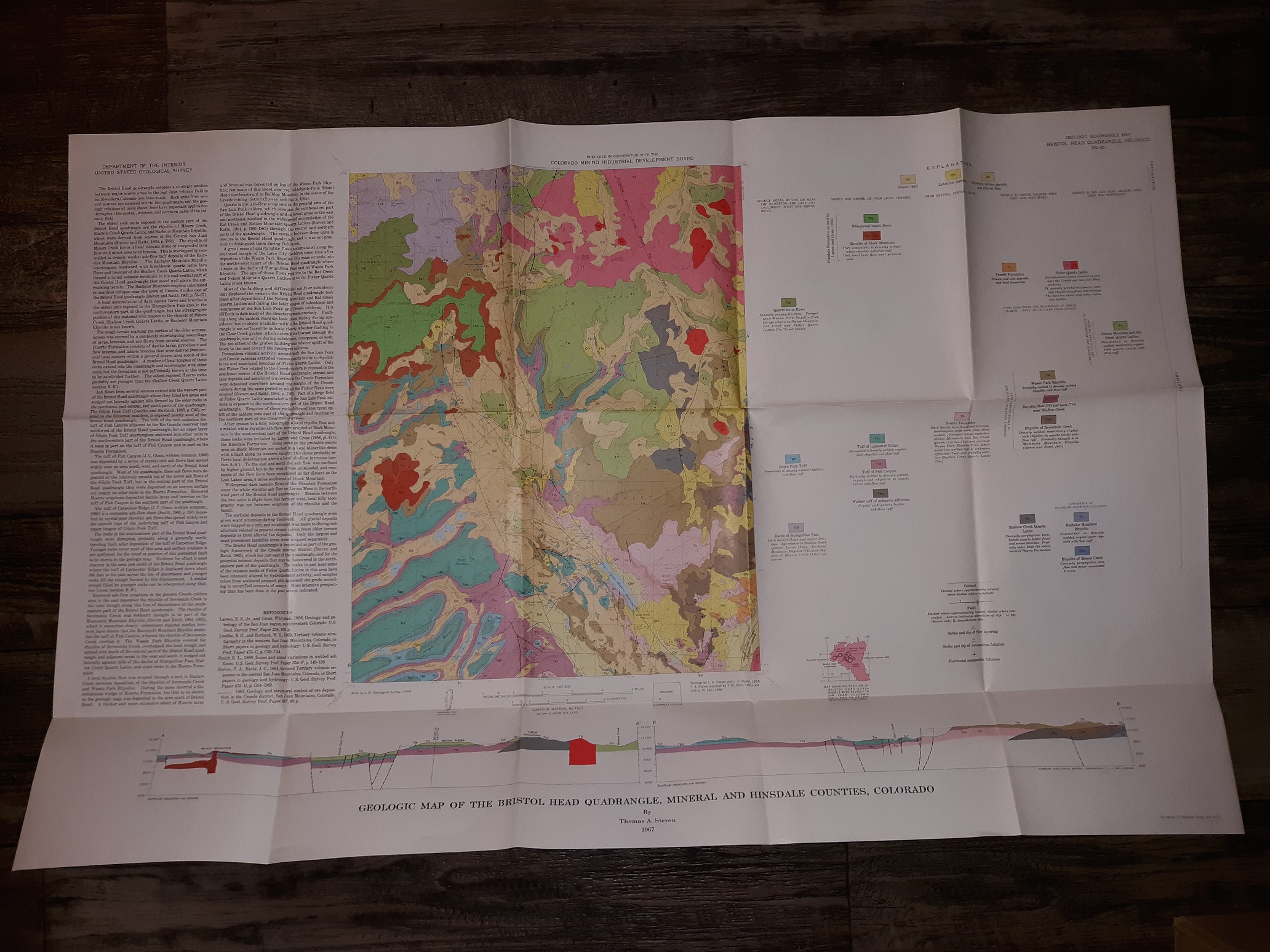 Geologic Quadrangle Mapes of the United States: Geologic Map of the Bristol Head Quadrangle Mineral and Hinsdale Counties Colorado (Map) (1967) ~ by Thomas A. Steven