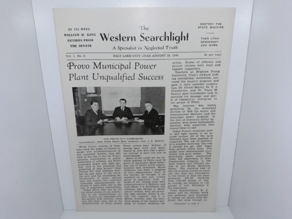 The Western Searchlight: A Specialist in Neglected Truth: Vol. 1, No. 9, Salt Lake City, Utah, August 20, 1940 (Unbound) (1940)
