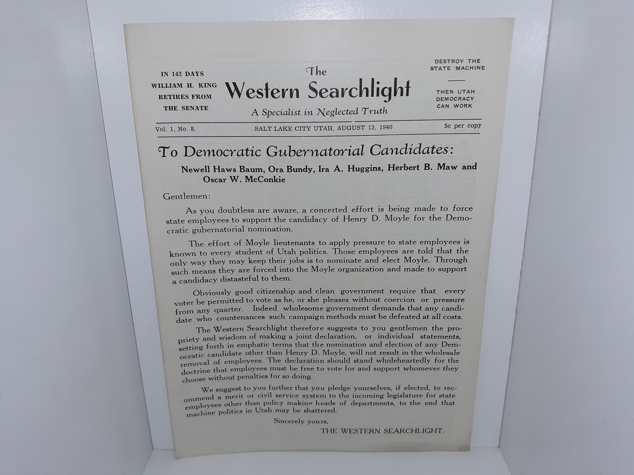 The Western Searchlight: A Specialist in Neglected: Vol. 1, No. 8, Salt Lake City, Utah, August 13, 1940 (Unbound) (1940)