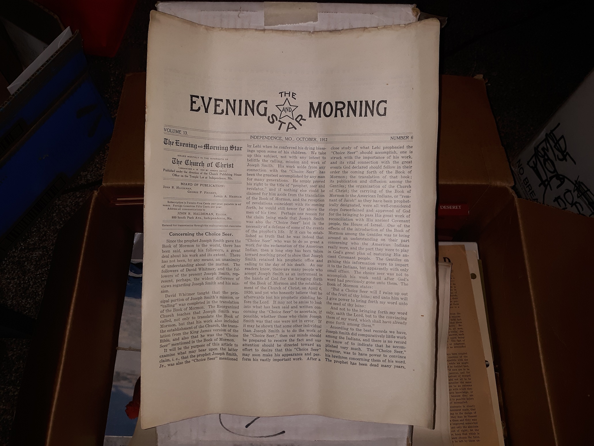 The Evening and Morning Star: Vol. 13, No. 6, Independence, Mo., October, 1912 (Newspaper) (1912)