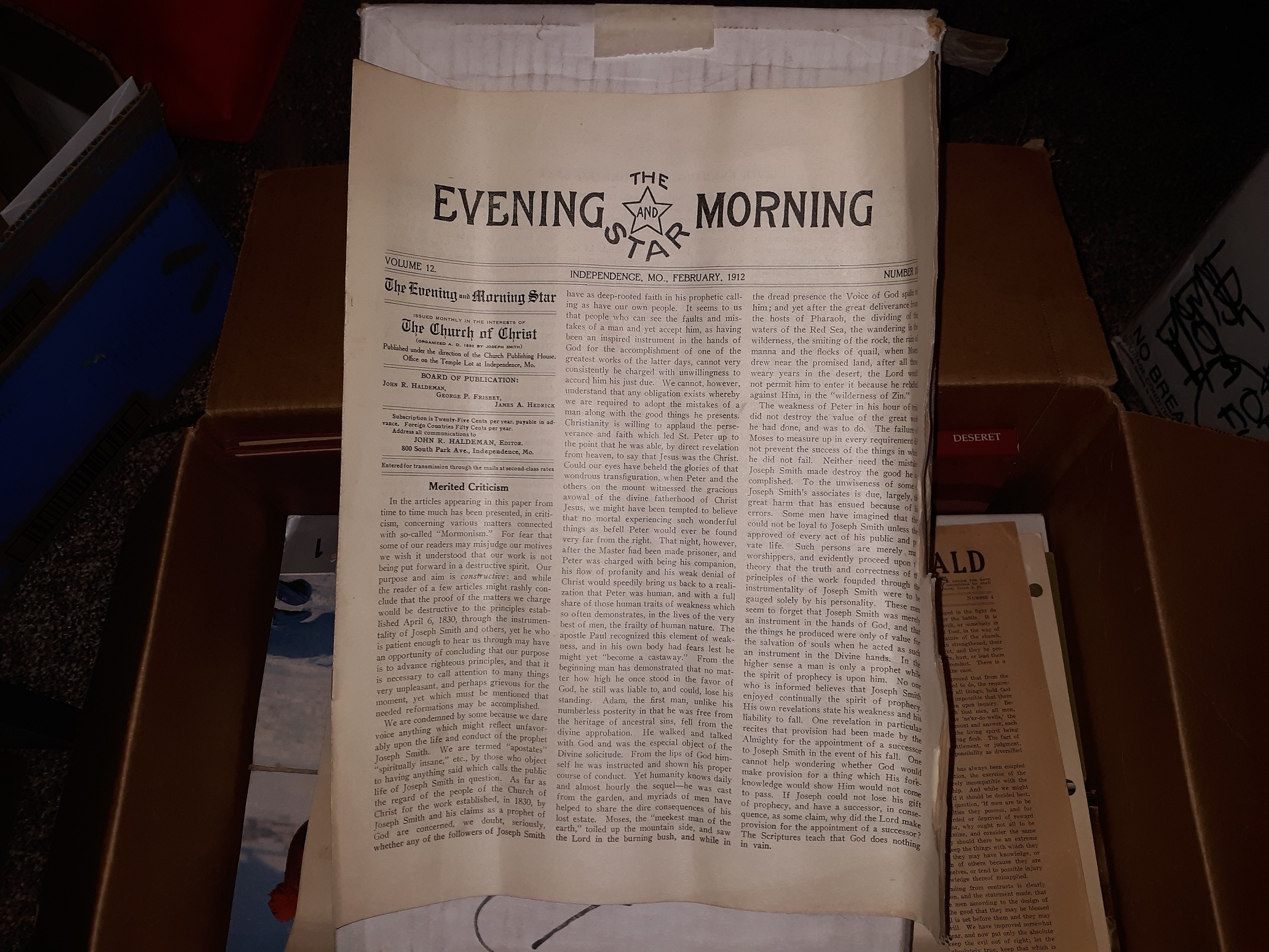 The Evening and Morning Star: Vol. 12, No. 10, Independence, Mo., February, 1912 (Newspaper) (1912)