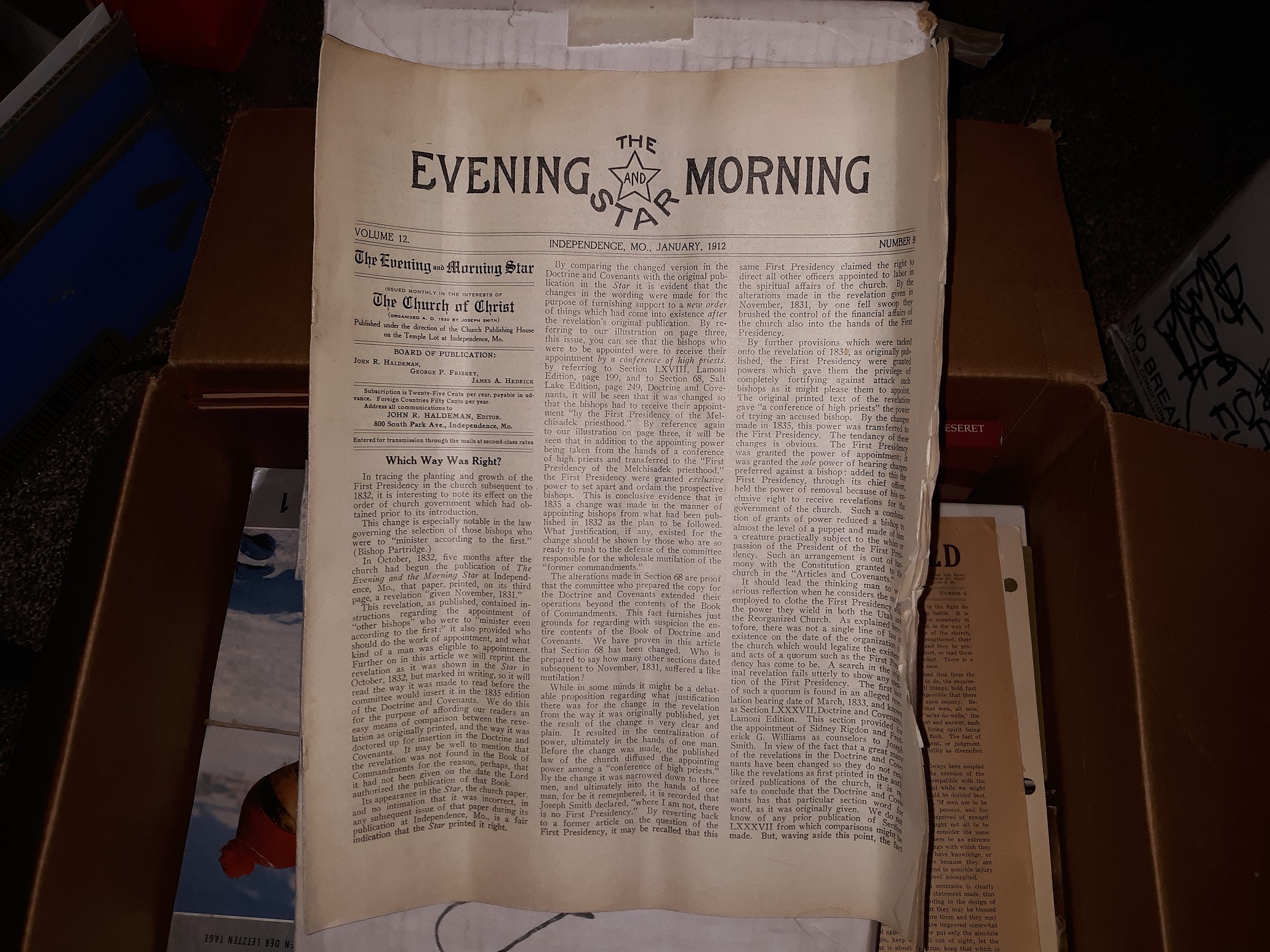 The Evening and Morning Star: Vol. 12, No. 9, Independence, Mo., January, 1912 (Newspaper) (1912)