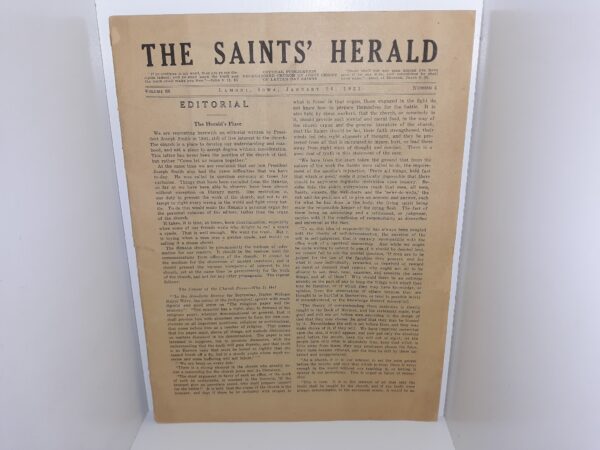 The Saints’ Herald: Vo. 68, No. 4, Lamoni, Iowa, January 26, 1921 (1921)