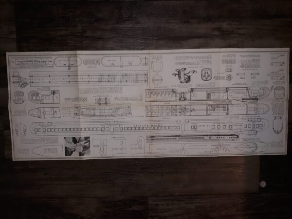A Cleveland ~ Designed 3/16" Scale Railway Model RTB-2 Union Pacific Streamlined Train Fold-Up Chart