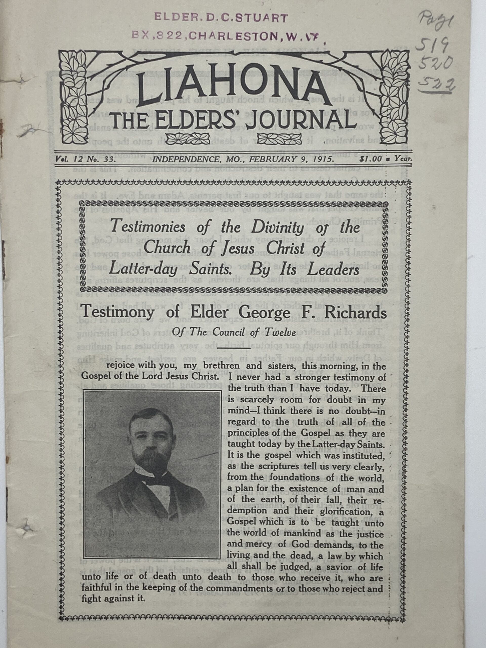 Liahona Vol. 12 No. 33 February 9, 1915